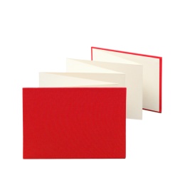 Leporello LEINEN red | 18 x 13 cm, landscape format, for 14 photos cream