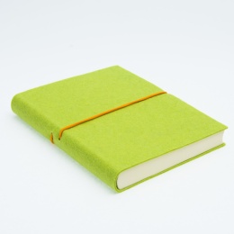 Notebook FILZDUETT felt light green/elastic orange | A 5, 144 sheet blank