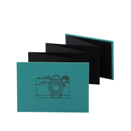 Leporello CAMERA jade | 18 x 13 cm, landscape format, for 14 photos black