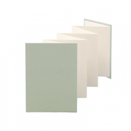 Leporello LEINEN celery green | 13 x 18 cm, portrait format, for 14 photos cream