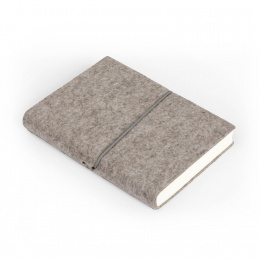 Notebook FILZDUETT felt nature/elastic grey | 12 x 16,5 cm, 144 sheet blank