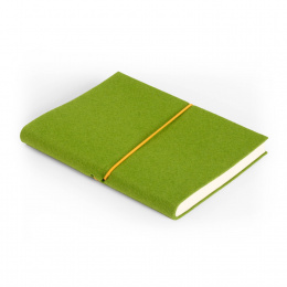 Notebook FILZDUETT felt green/elastic orange | A 5, 144 sheet blank